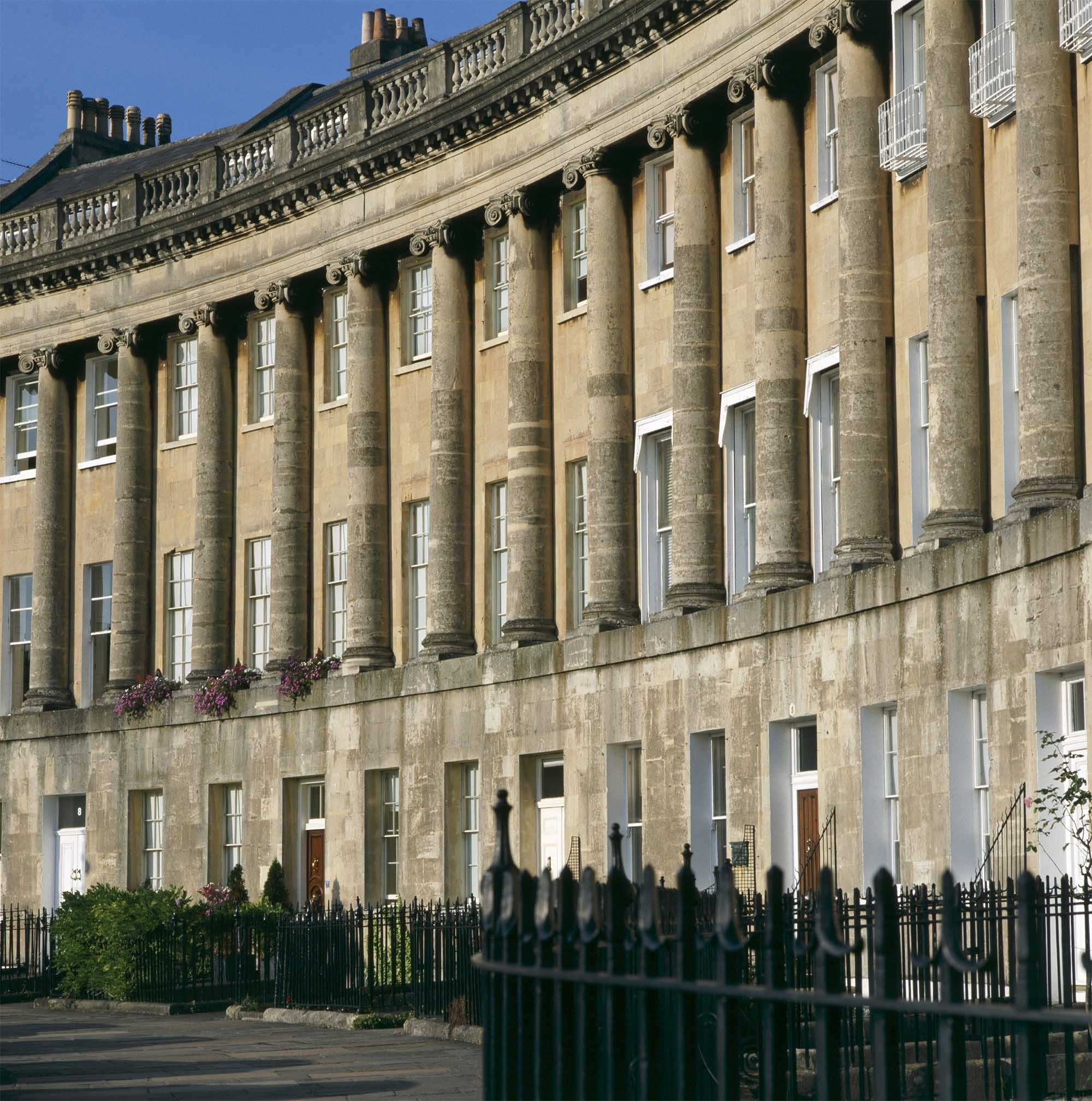 The Royal Crescent in Bath.  Exterior of Nos 4 – 8.