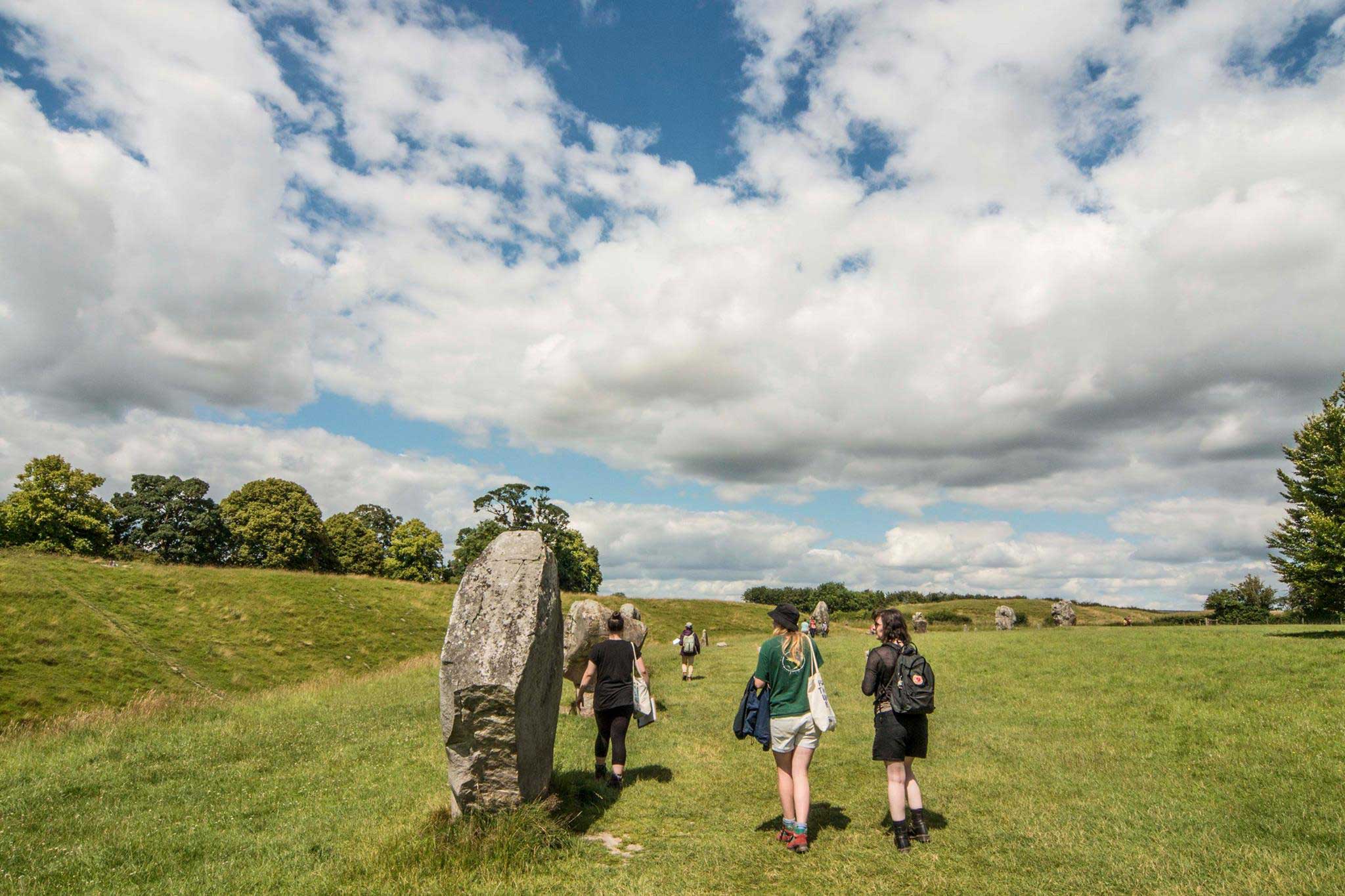 Visitors at Avebury henge, Wiltshire