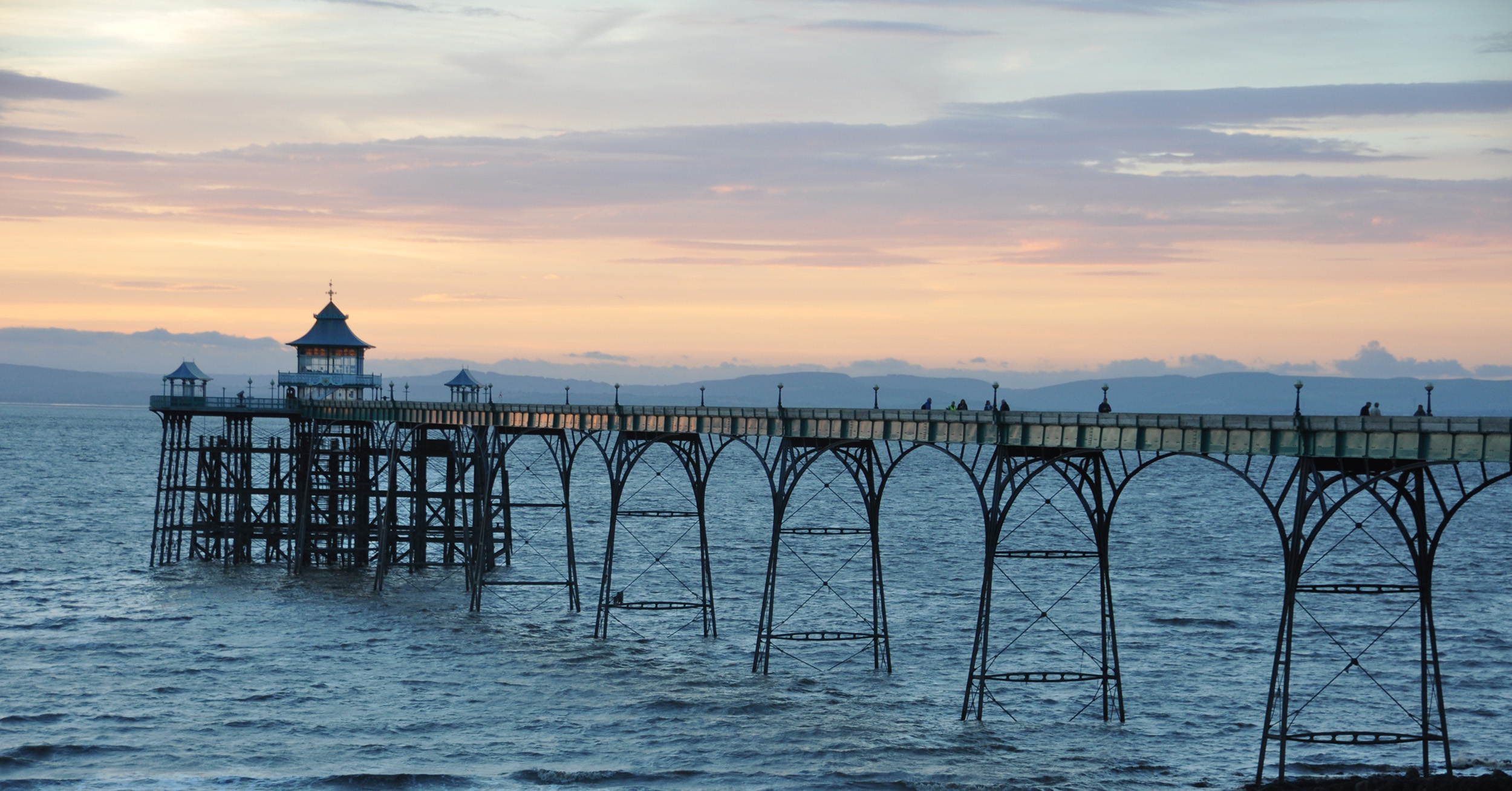 A photo of Clevedon Pier at sunset