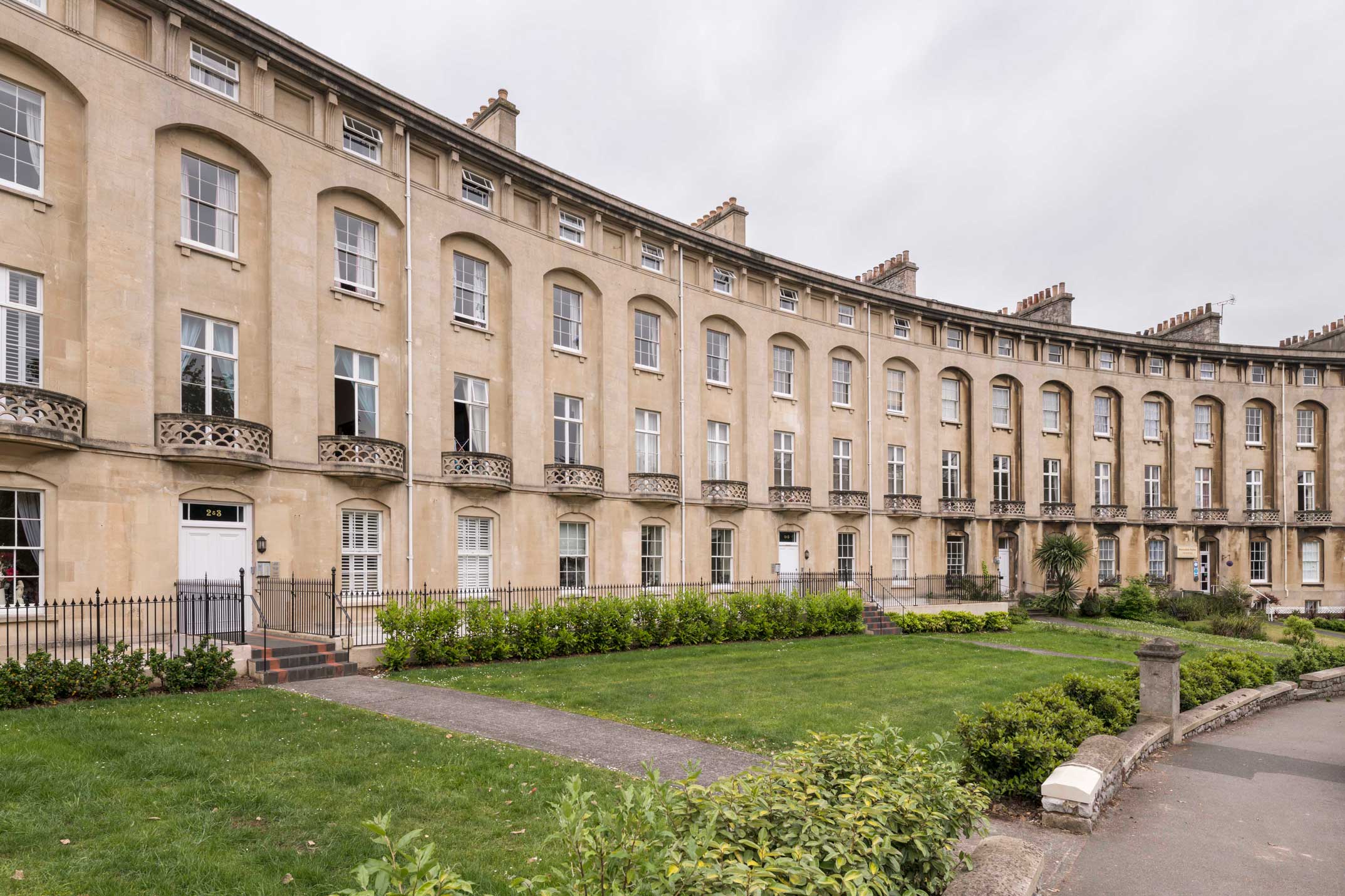 A crescent of elegant houses.
