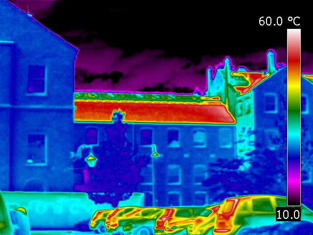 Thermal image of the roof of The Engine House, Firefly Avenue, Swindon.