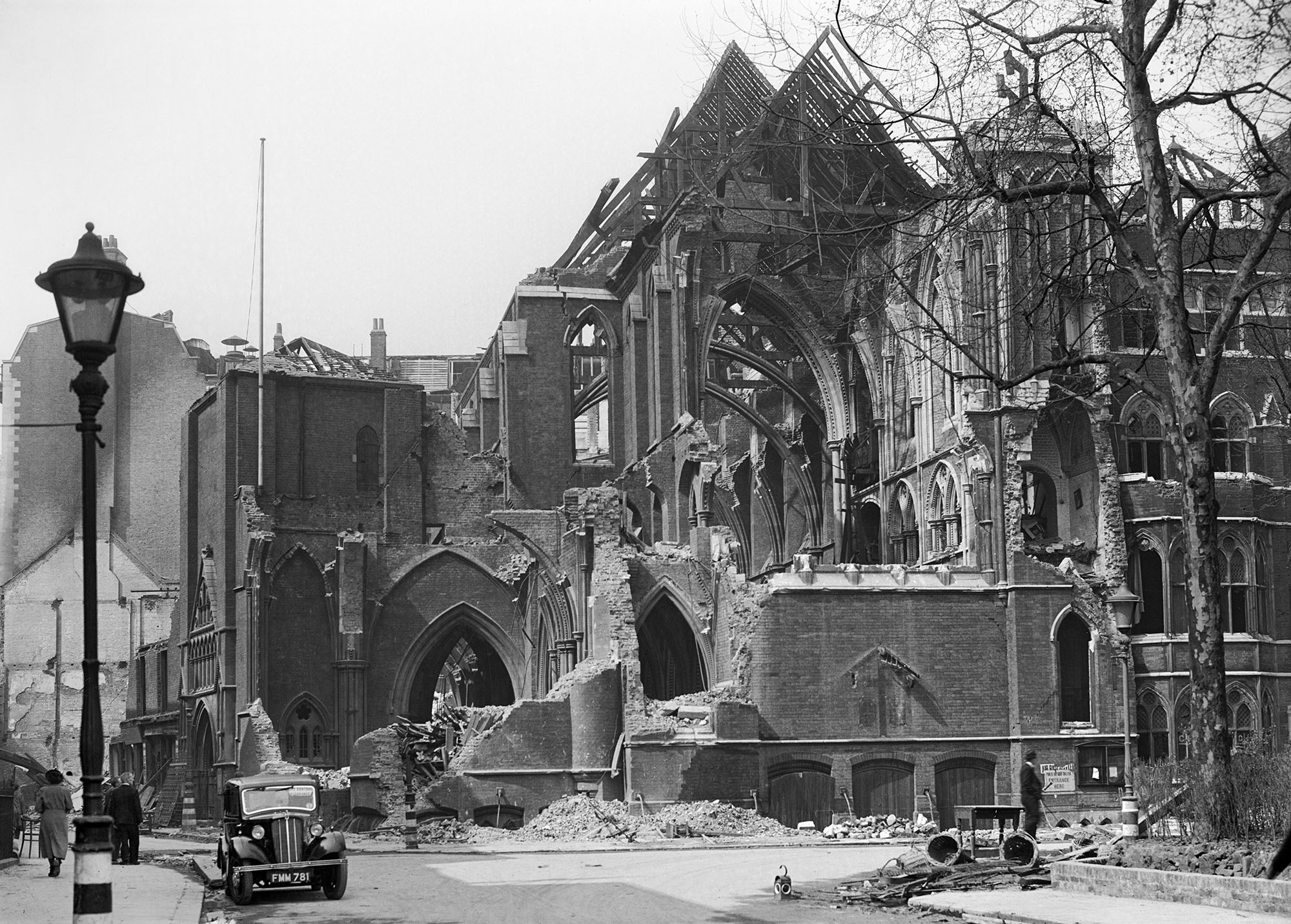 Church partially destroyed by bombing