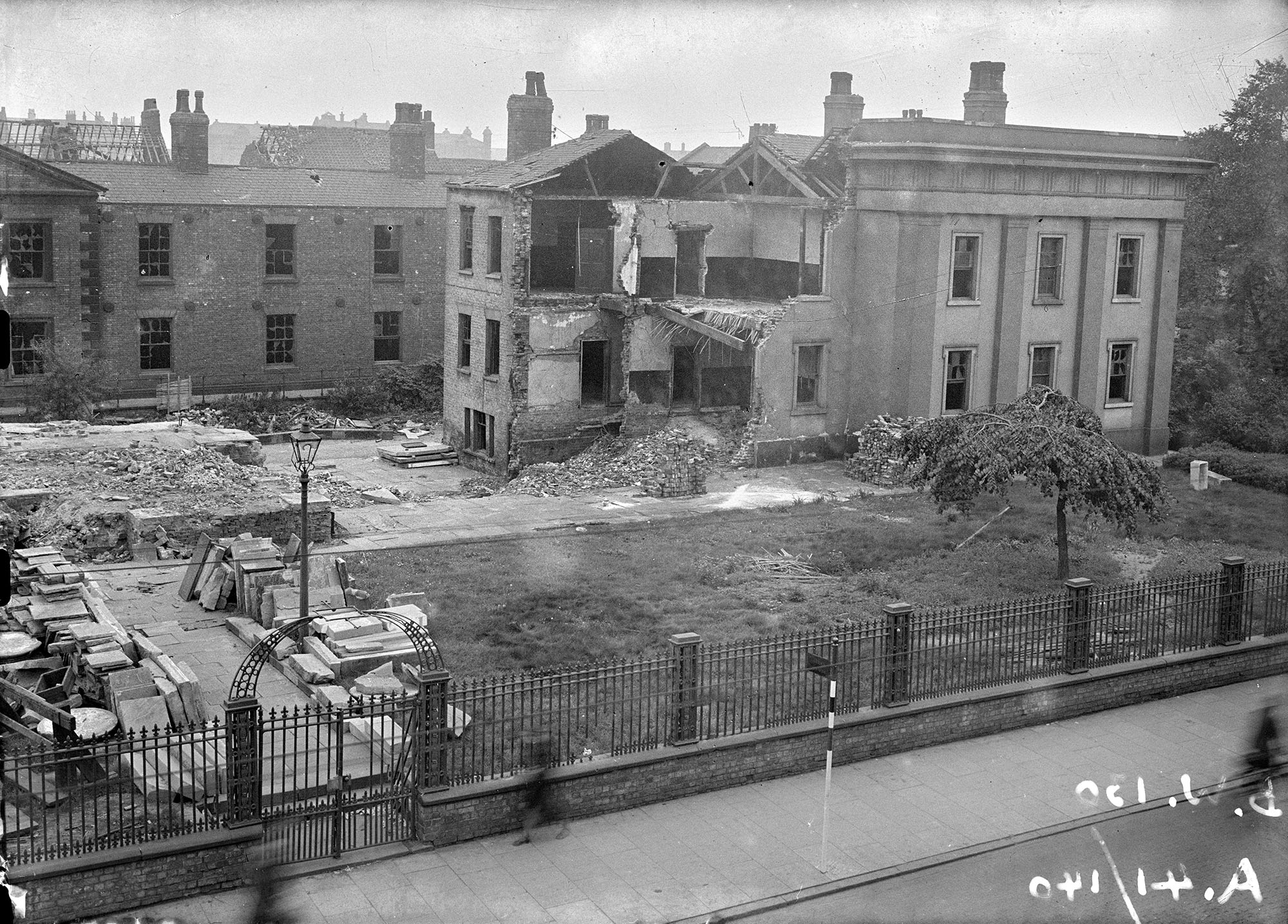 Remains of bombed almshouses