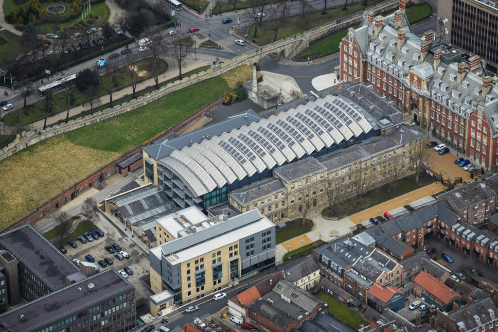 Aerial photo of former railway station converted into offices