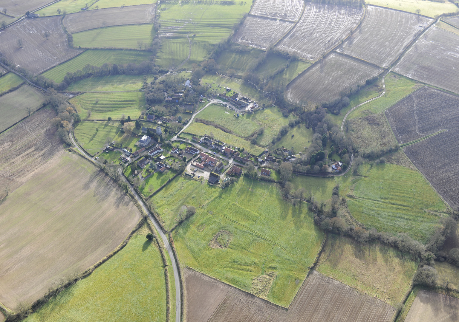 Aerial view of Crambe, North Yorkshire