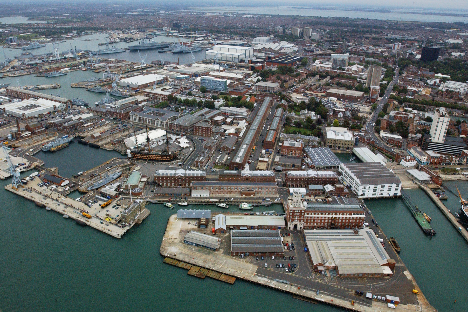 Aerial view of Portsmouth Historic Dockyard