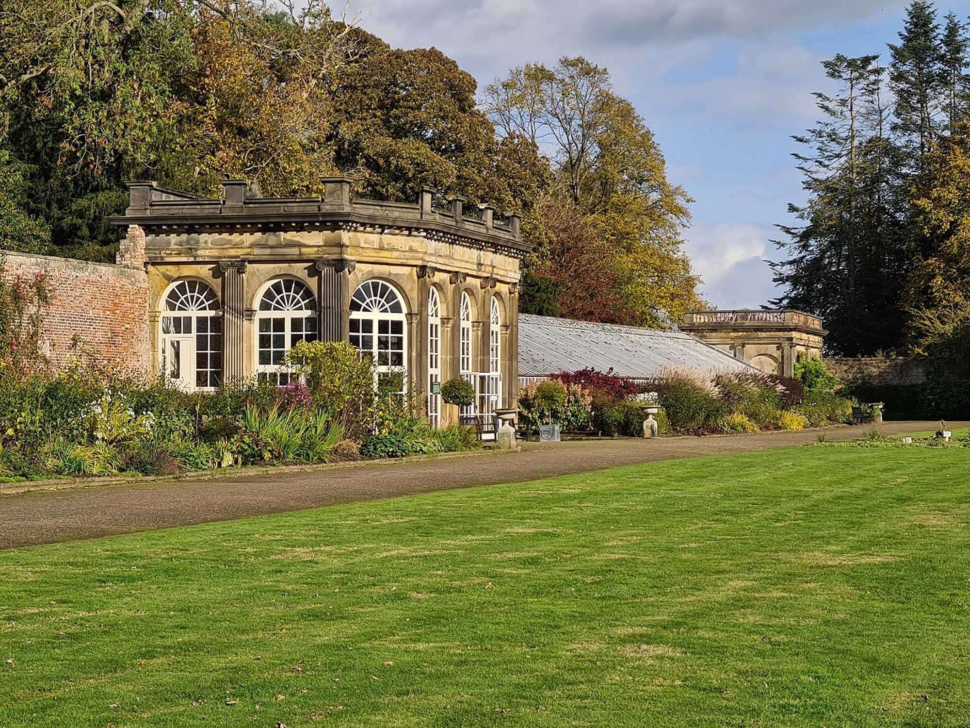 The Orangery (Palm House), glass house and pavilion