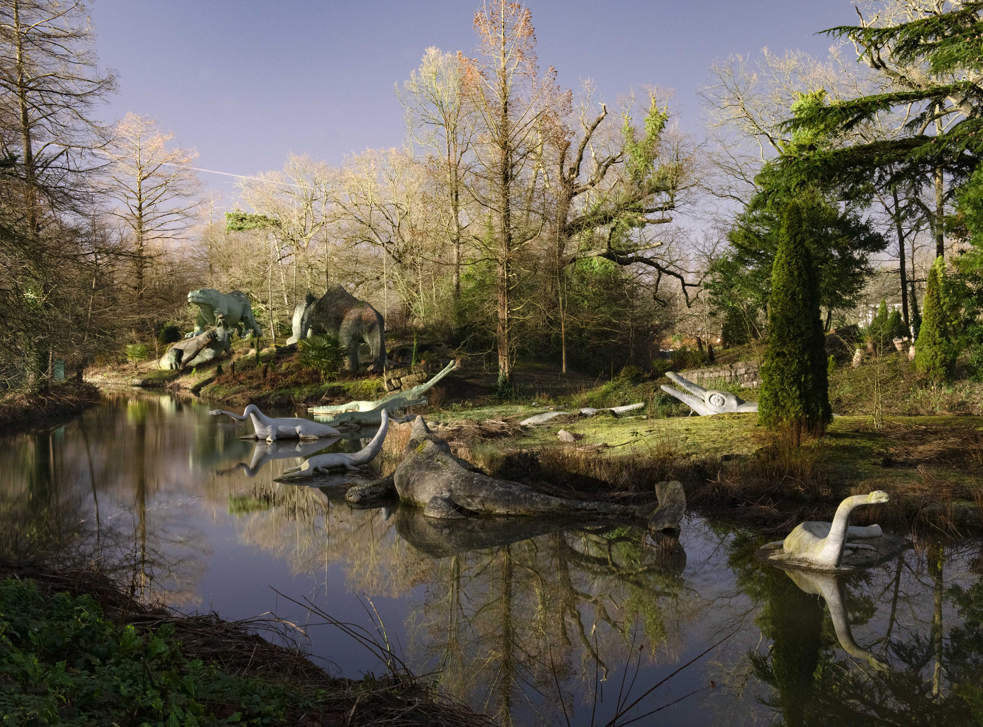 Dinosaur statues at Crystal Palace
