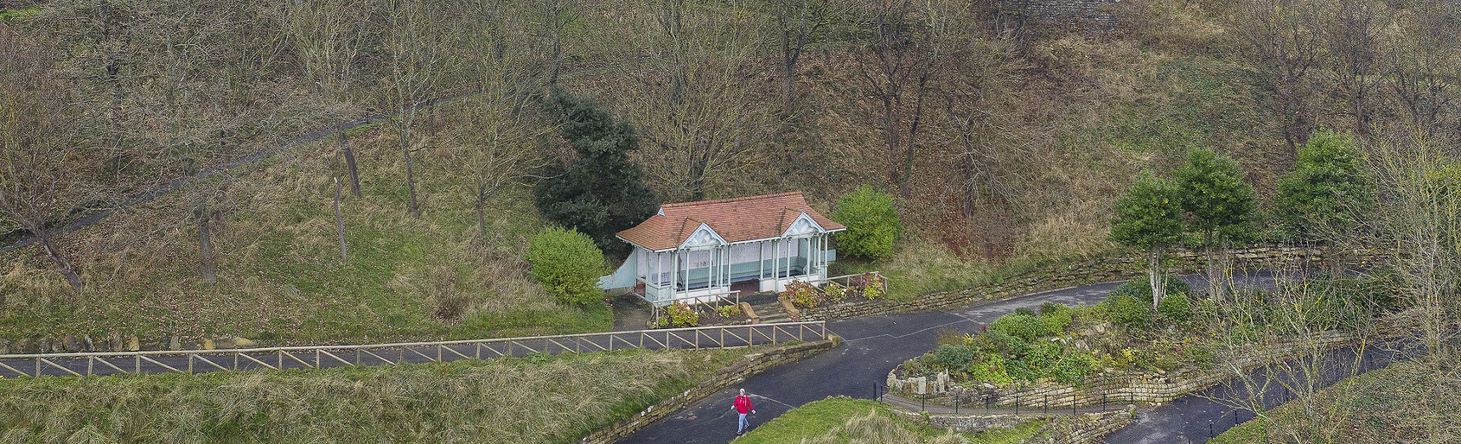 Sheltered Seating, South Cliff Gardens, Scarborough.