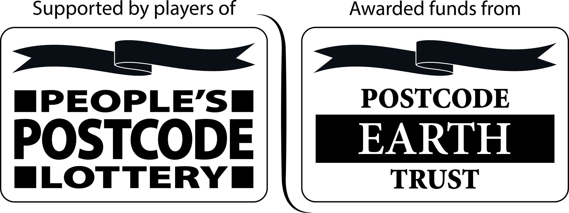 Logo including text: 
"Supported by players of People's Postcode Lottery"
"Awarded funds from Postcode Earth Trust"