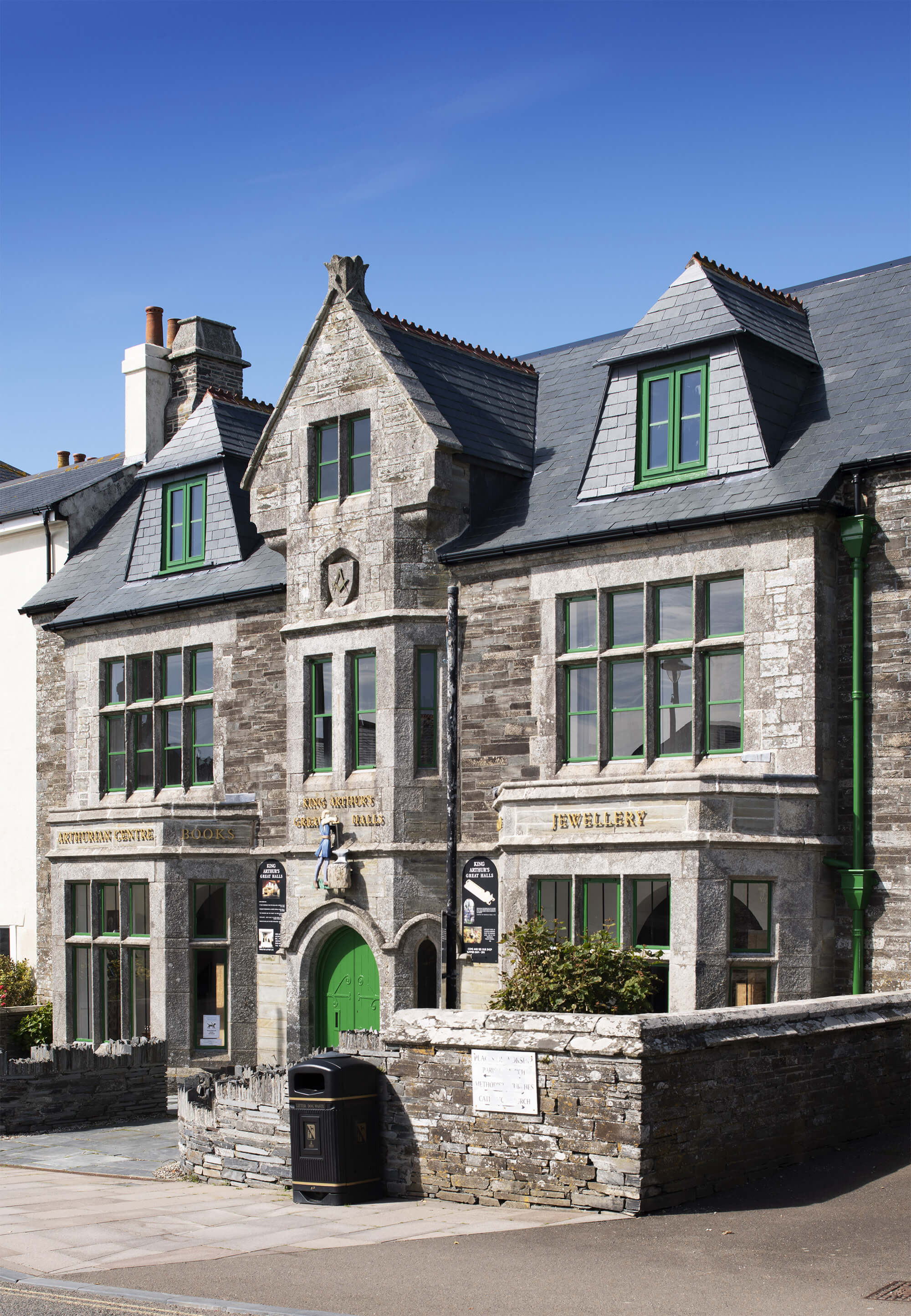 An oblique view of the front of a large Victorian house, which became King Arthur's Great Halls in the early-20th century.