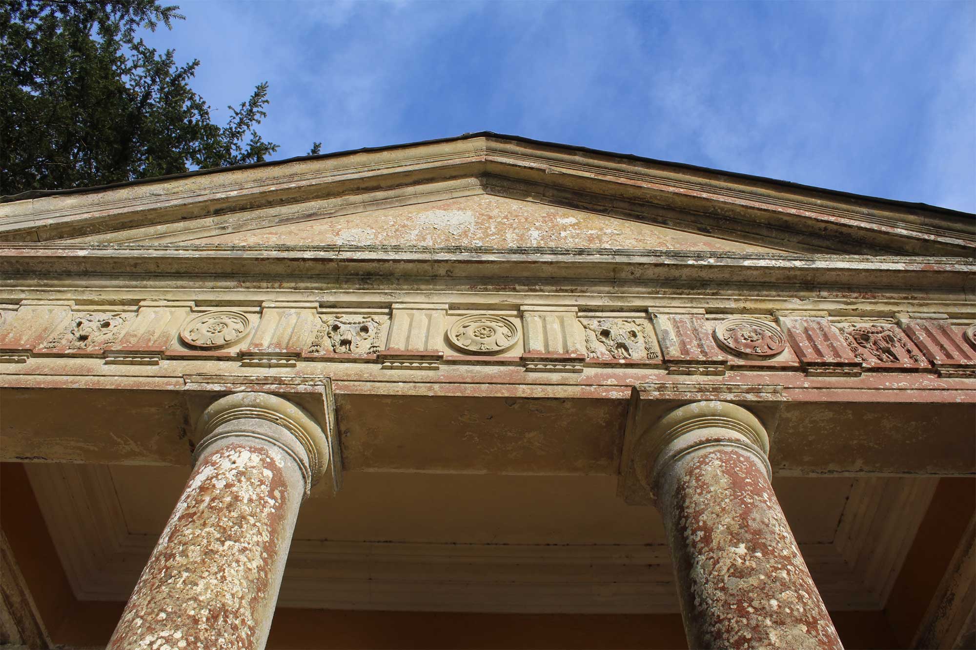 View of a stone carving.