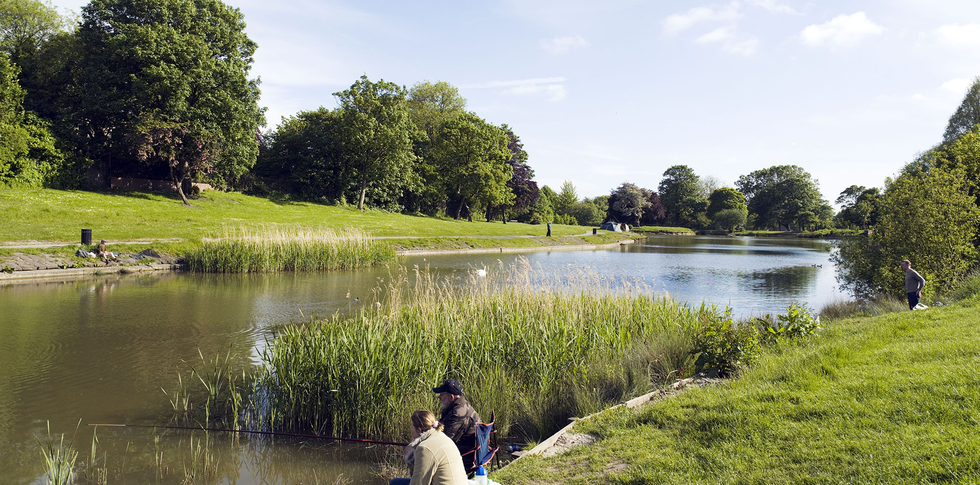 View of the lake at Princes Park, Liverpool