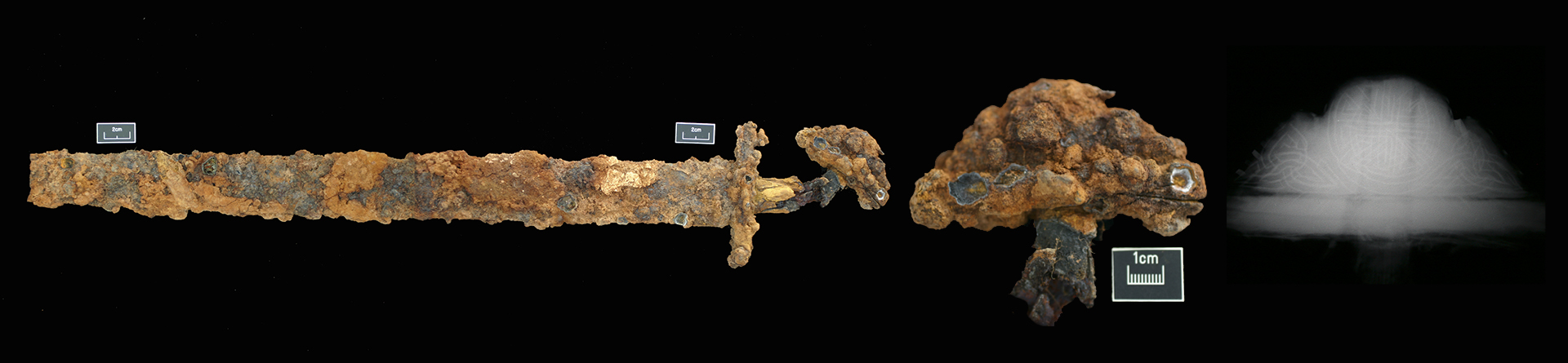 X-ray and photograph of sword and pommel