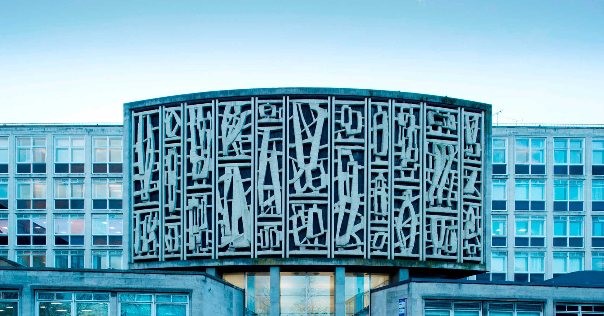 A Celebration of Engineering Sciences on Department of Mechanical Engineering Building at University of Leeds by Allen Johnson, 1963. Listed Grade II