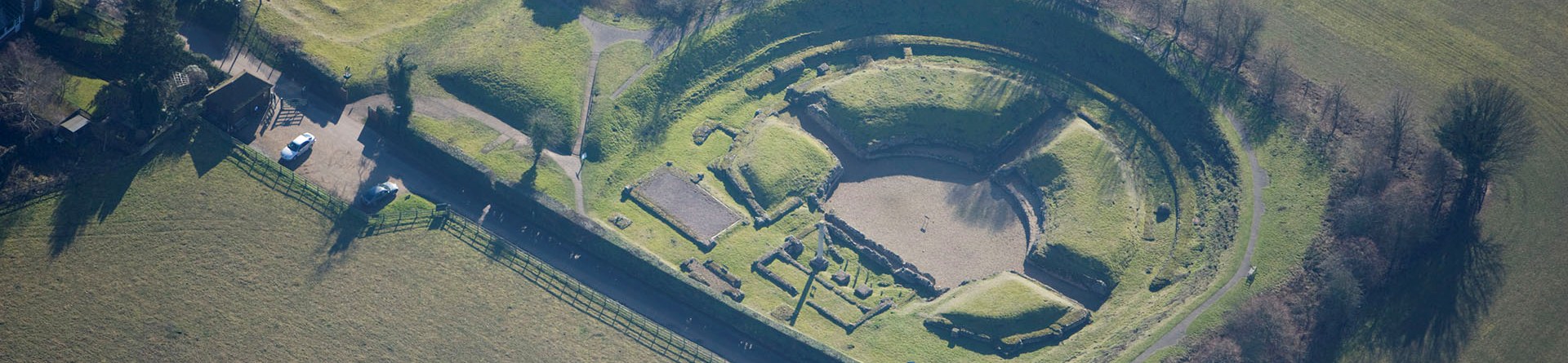 Aerial view of earthworks at Verulamium