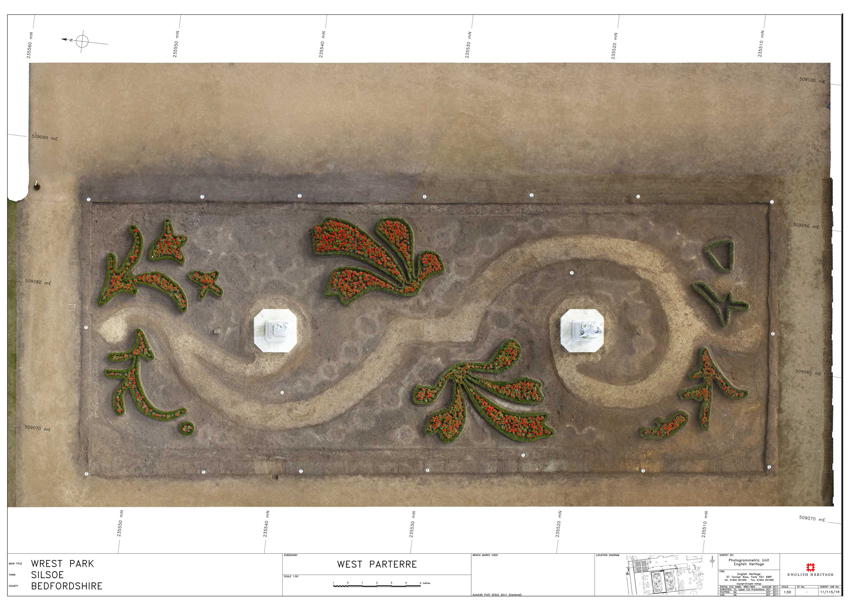 Rectified photographic image of the parterre at Wrest Park, Bedfordshire.