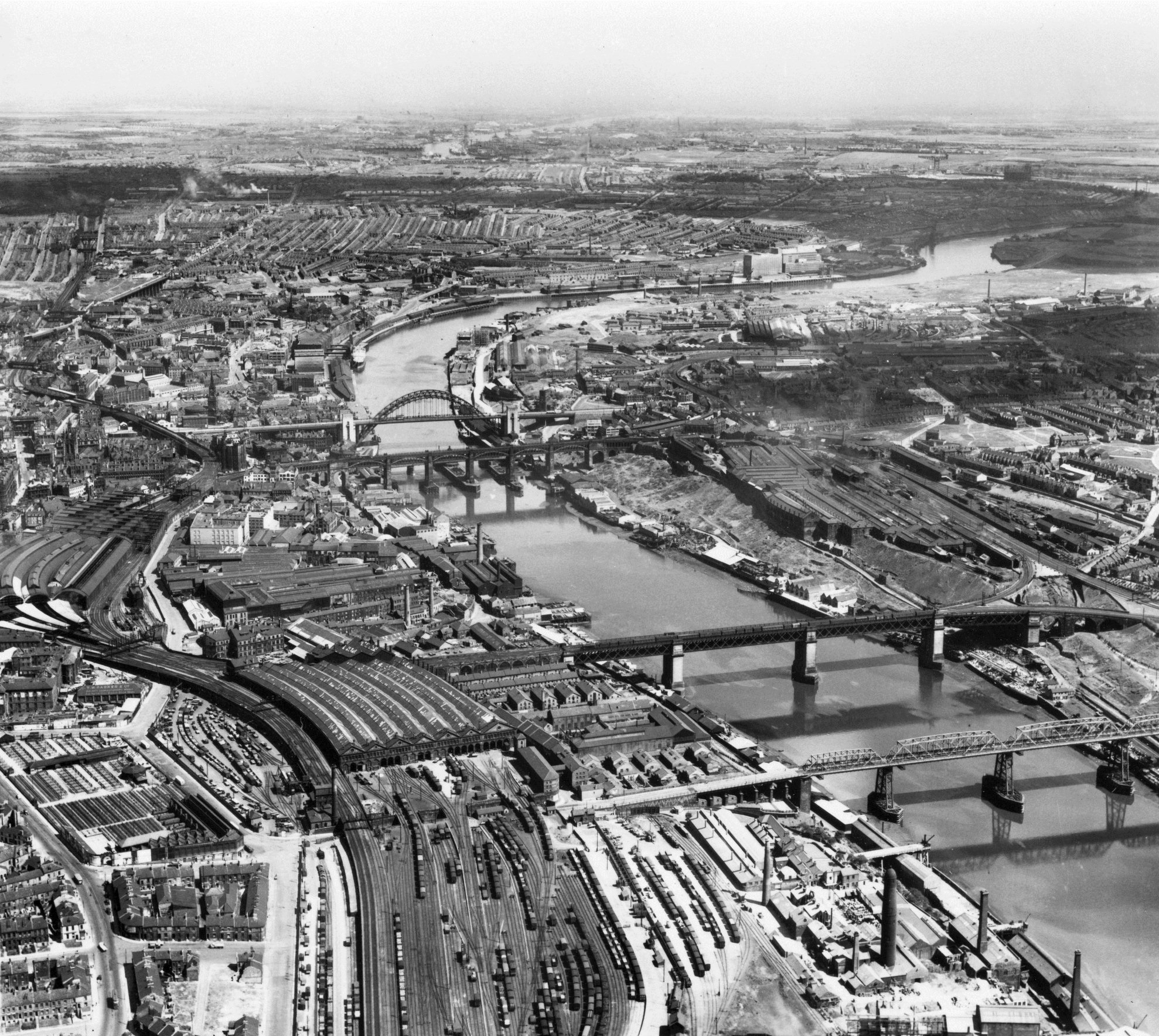 Large goods depot at Newcastle from the air looking east