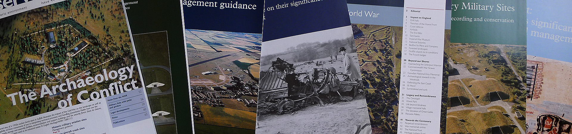 Covers of a selection of free Historic England publications on military heritage