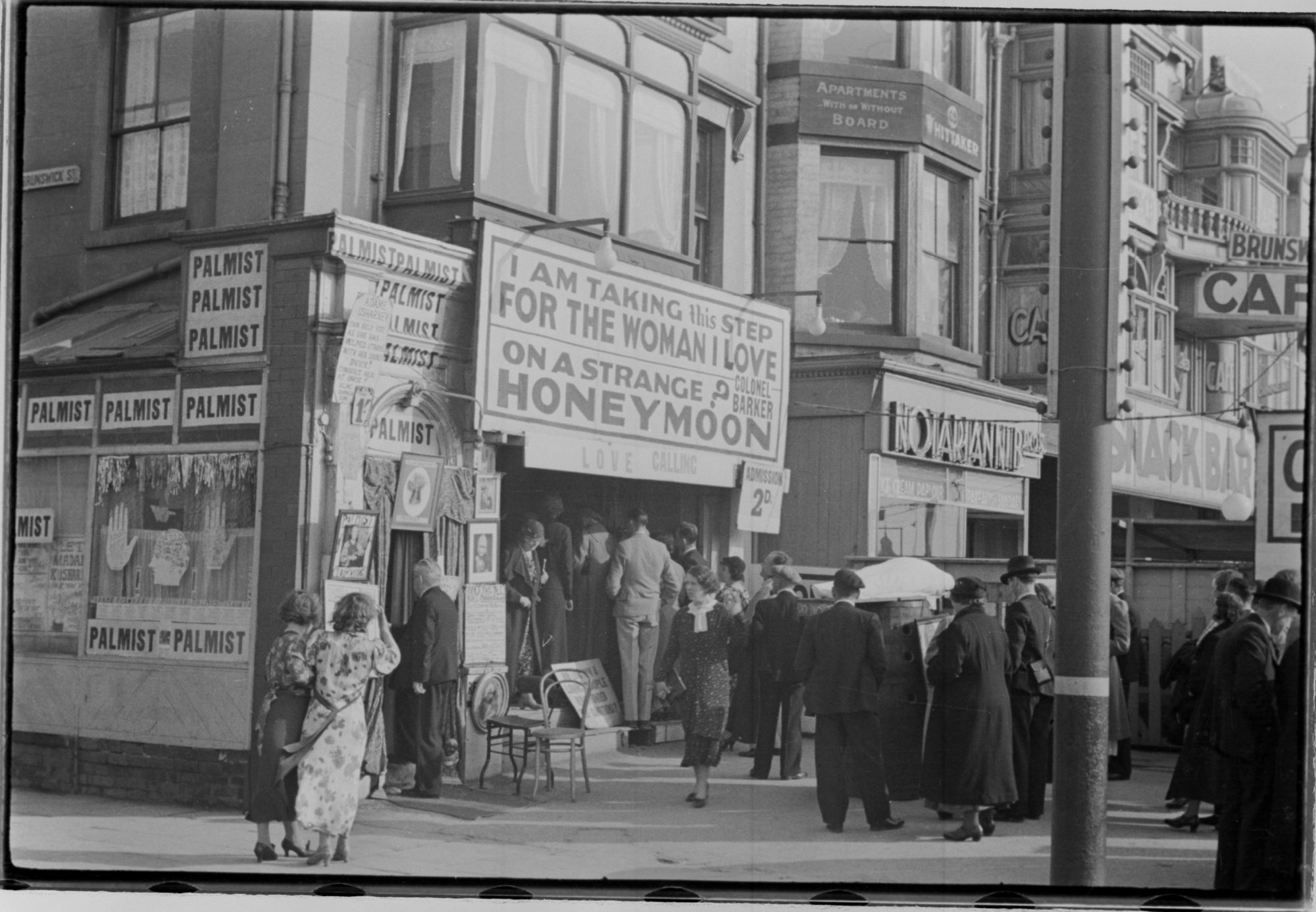 Sside-show called 'On a Strange Honeymoon' on Blackpool seafront