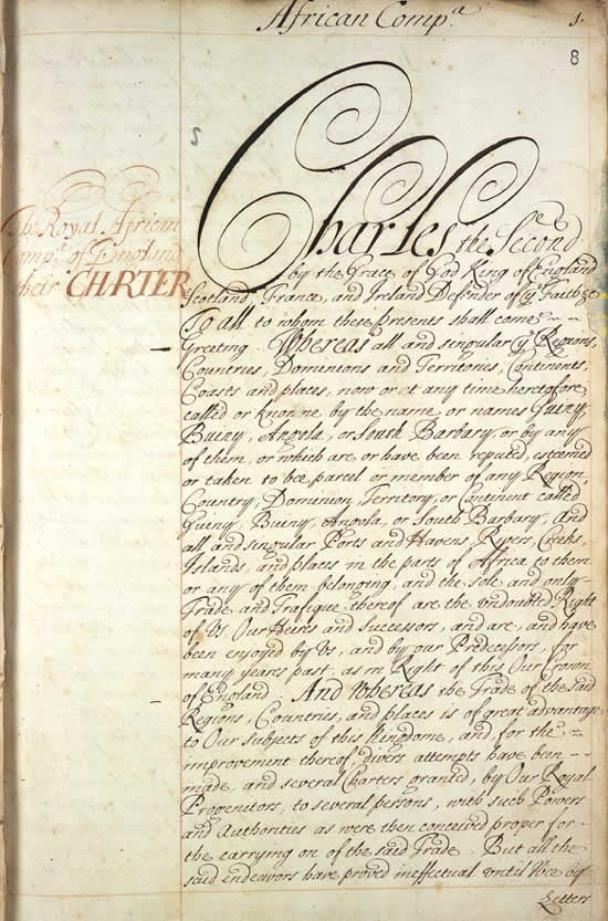 A reproduction of a hand written charter.