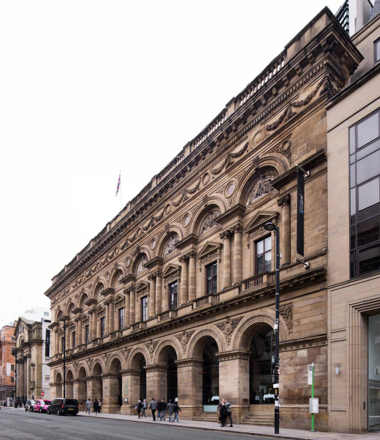 General view of front elevation of Free Trade Hall, Manchester, viewed from north west.