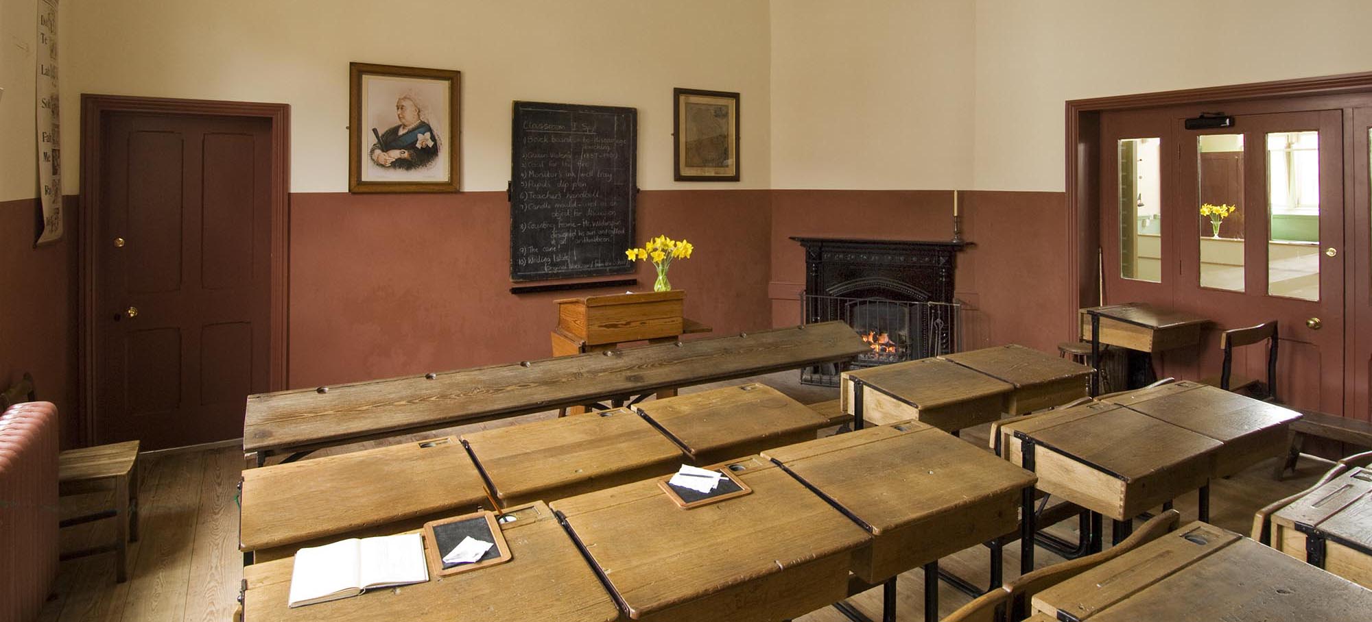 Restored Victorian schoolroom.