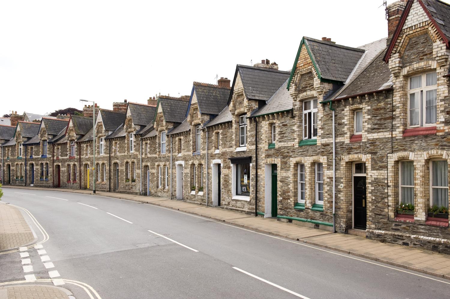 A view along a row of terraced houses.