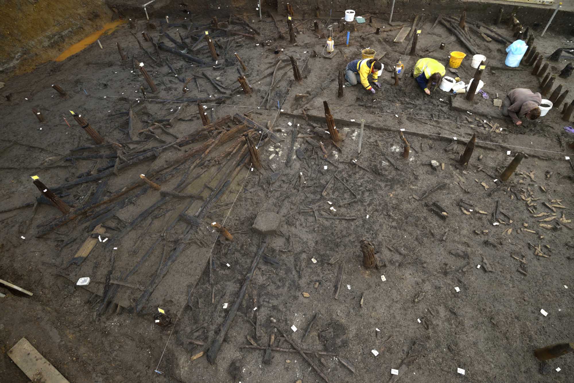 A well preserved roundhouse under excavation at Must Farm