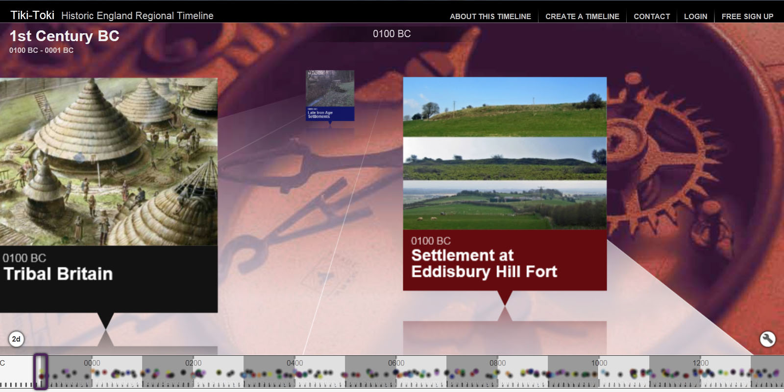 Screen shot from the Heritage Schools Timeline: The history of England from 100BC to 2000AD
