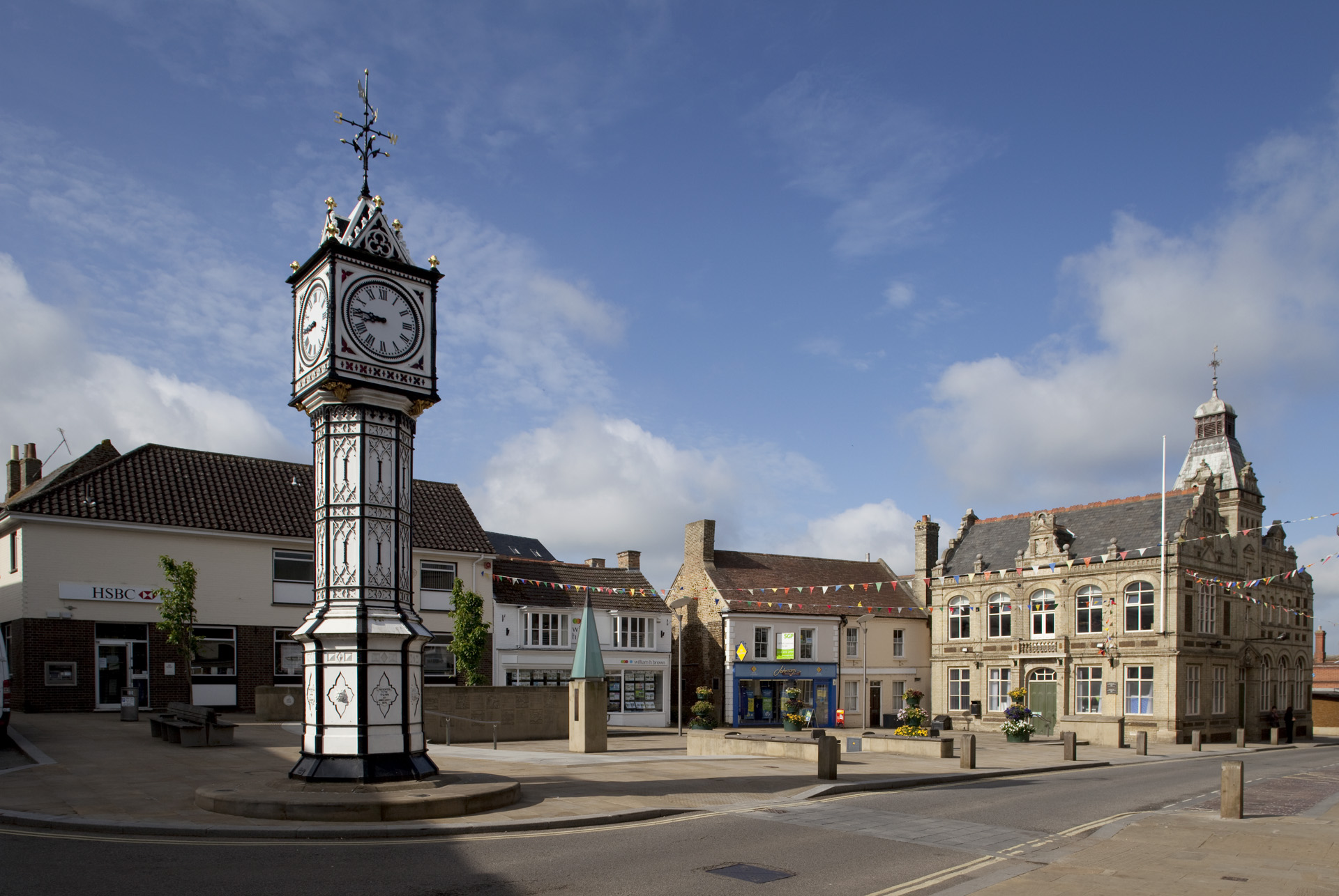 View of the market square in Downham Market, Norfolk.