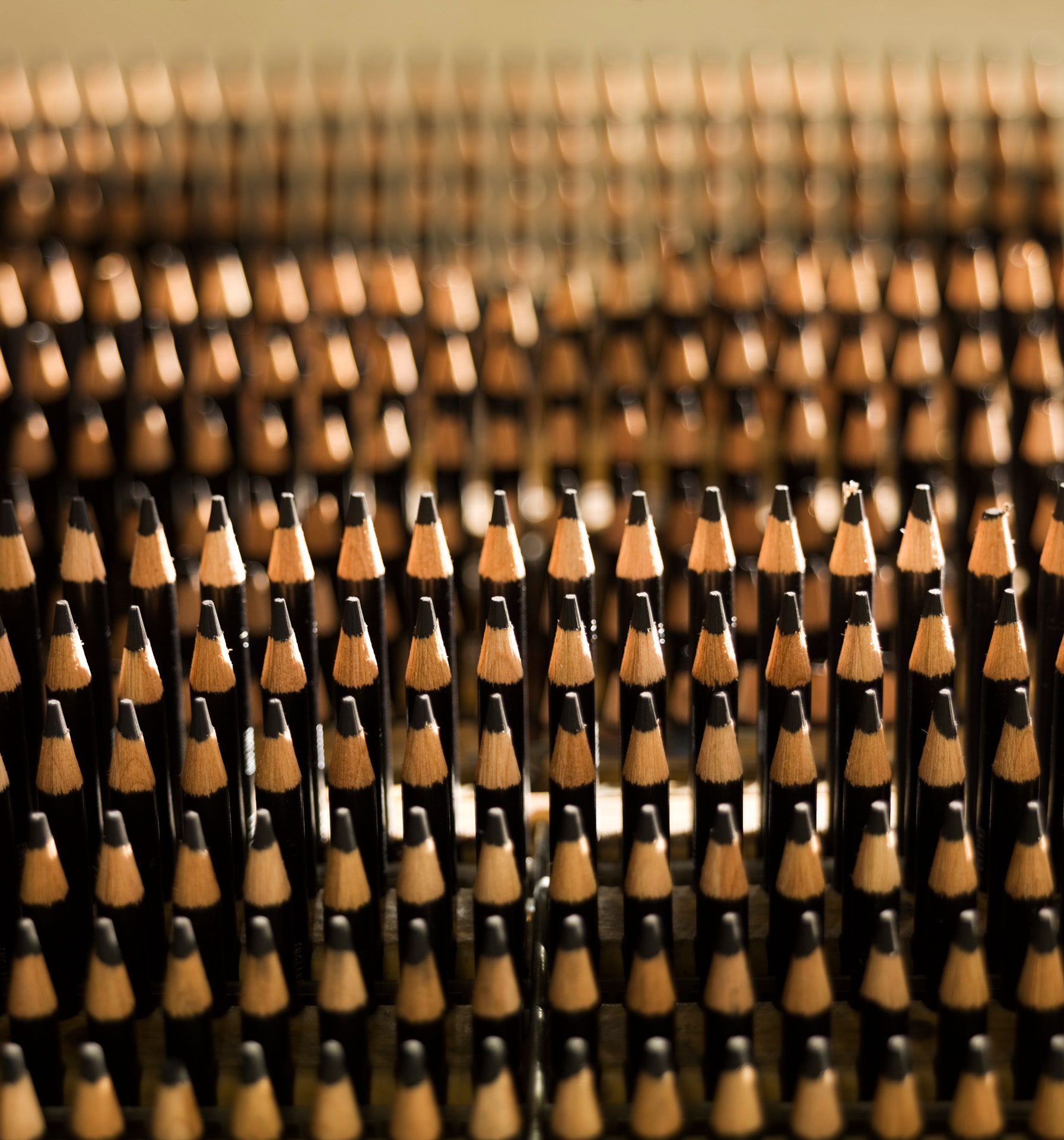 Rows of pencil tips.