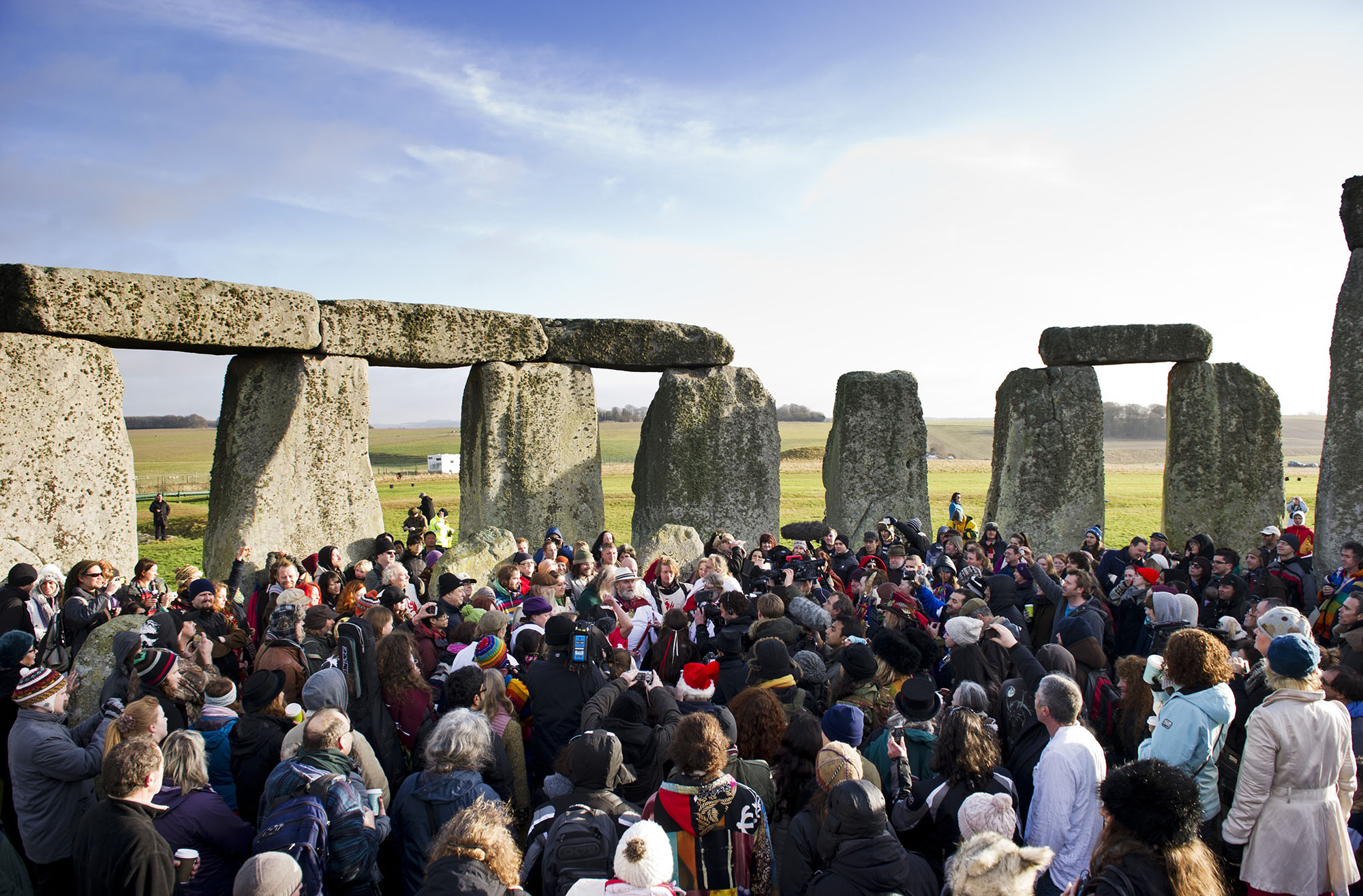 Crowds gathered inside stone circle at Stonehenge
