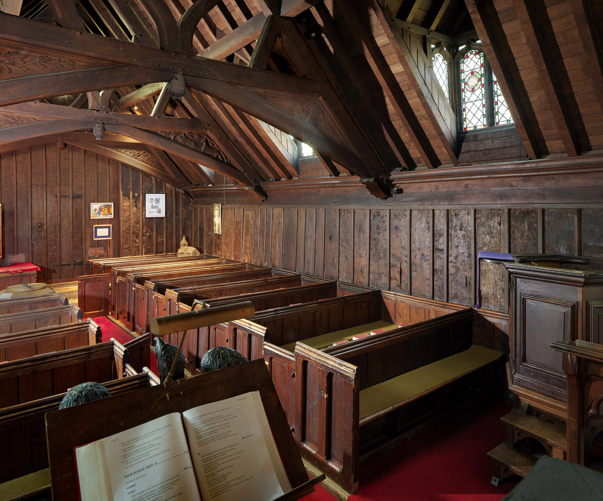Interior of wooden church