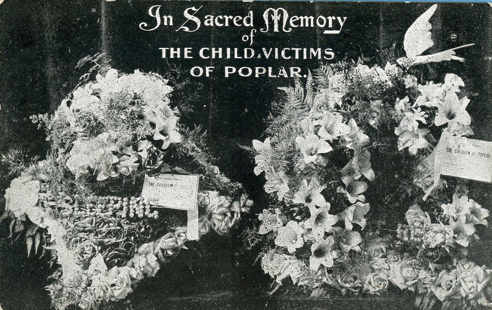 Memorial postcard to the 18 children of Upper North Street School in Tower Hamlets who died in the first daylight German air raid of the First World War