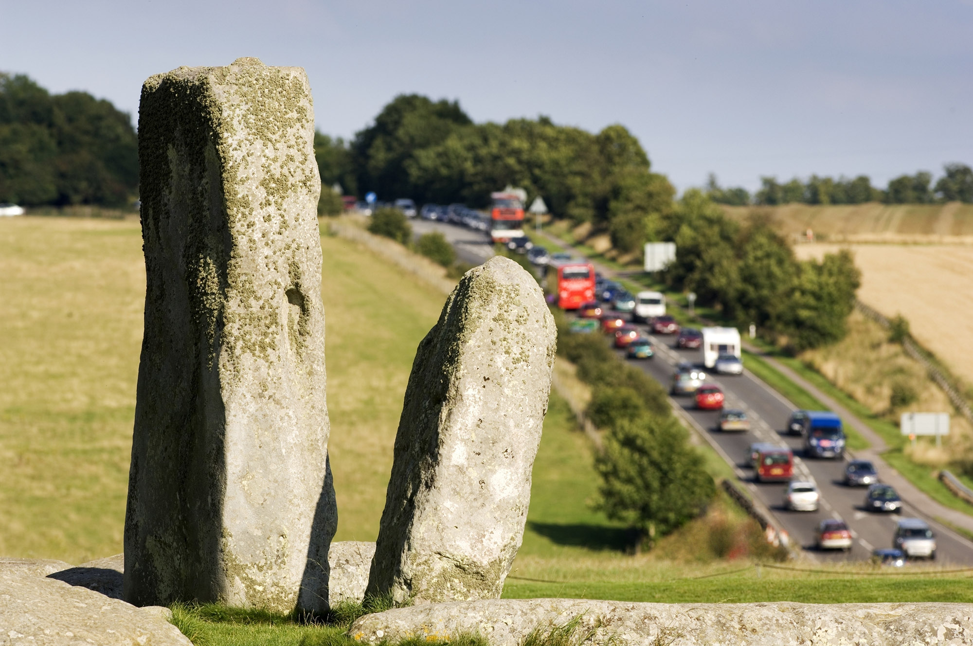 View of the passing traffic at Stonehenge