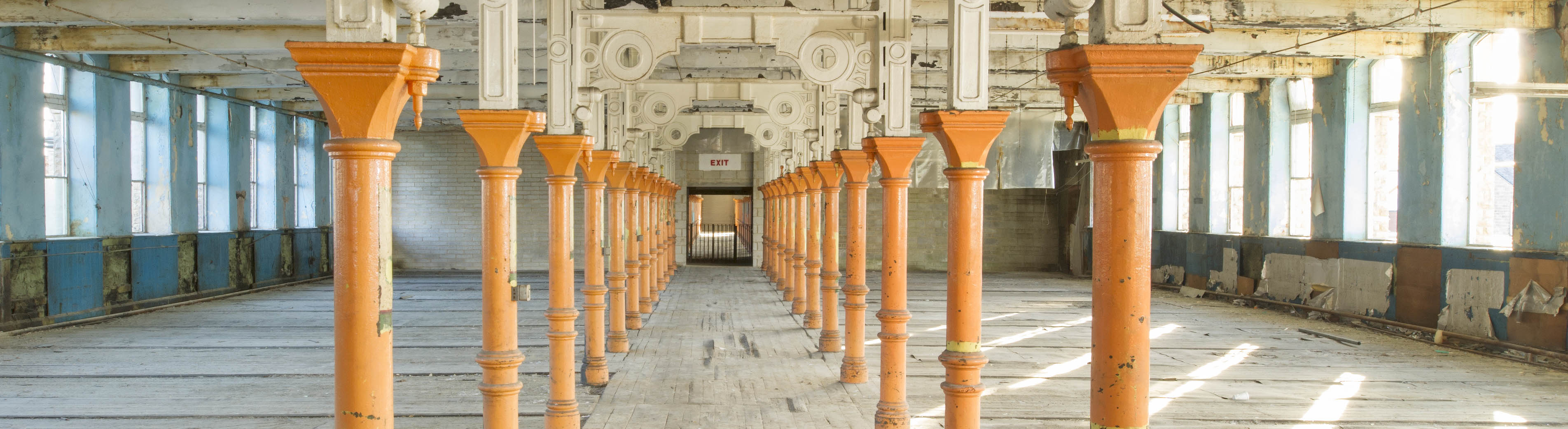 Columns inside Dalton Mills, Keighley, Yorkshire