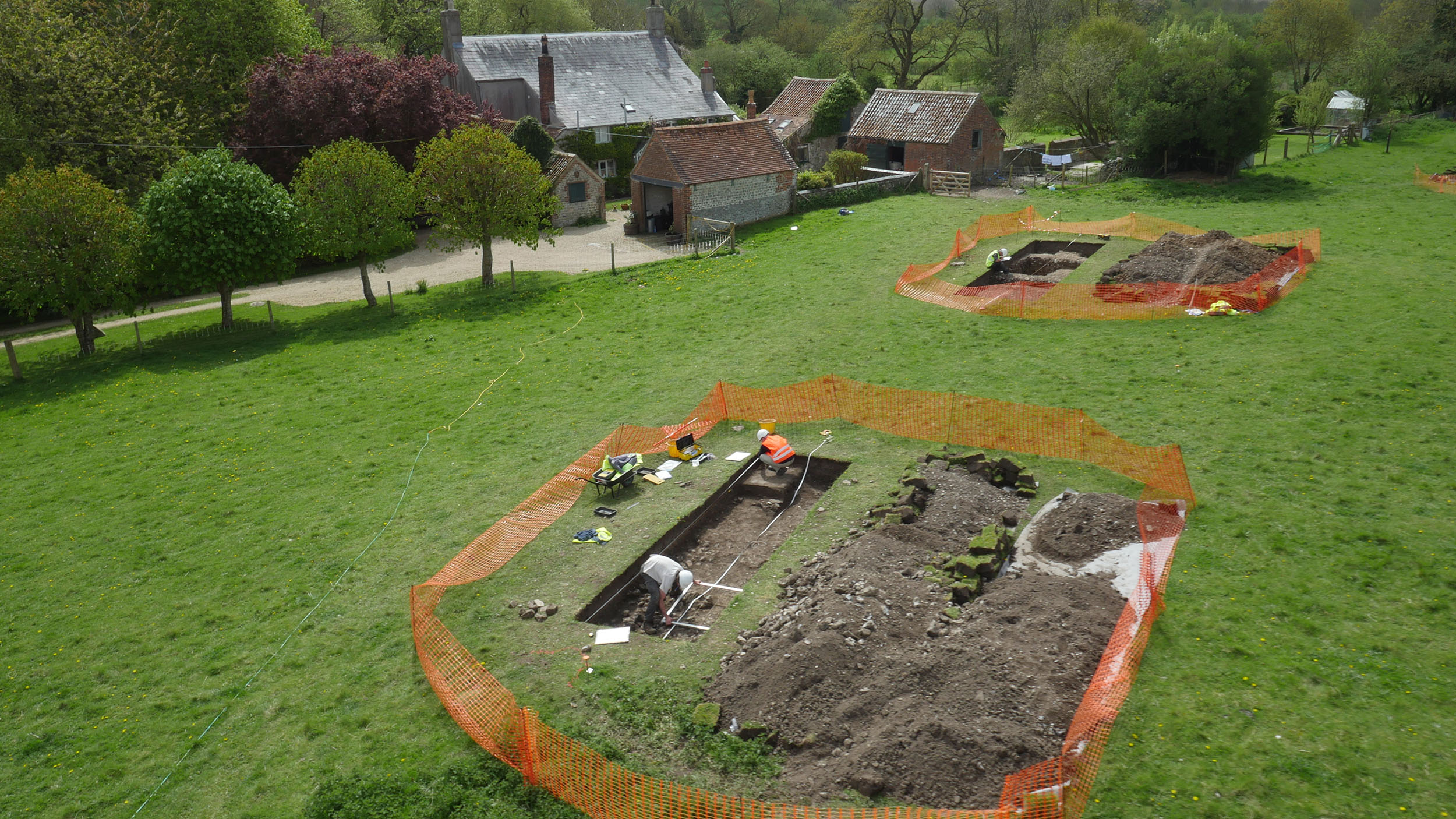 Aerial view of the Wiltshire villa site taken by drone
