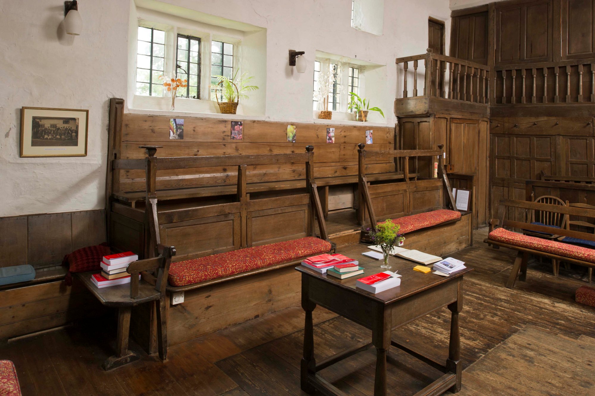 Interior photograph of Brigflats Meeting House, Cumbria.