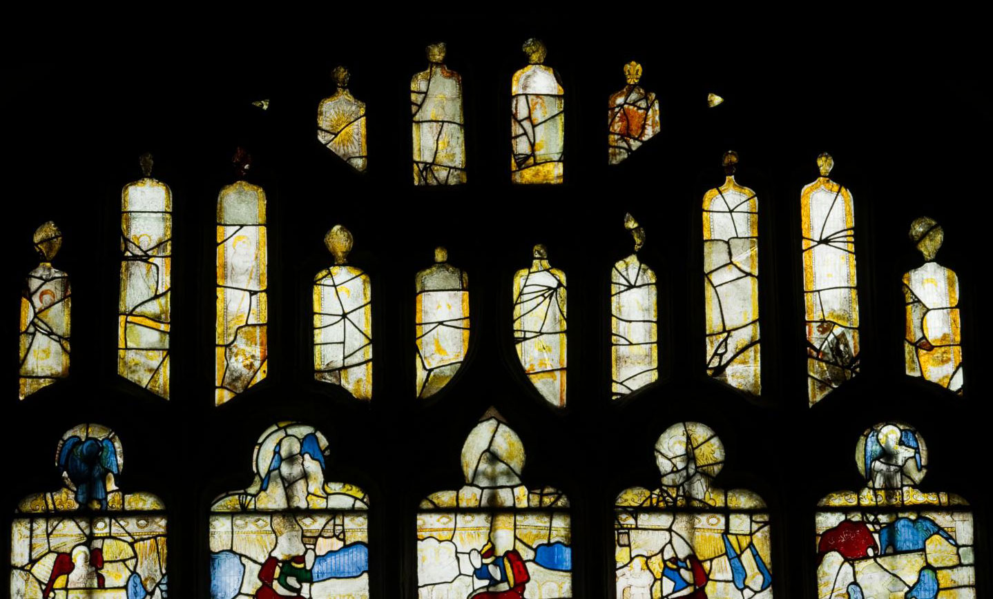 Stained glass window in need of conservation