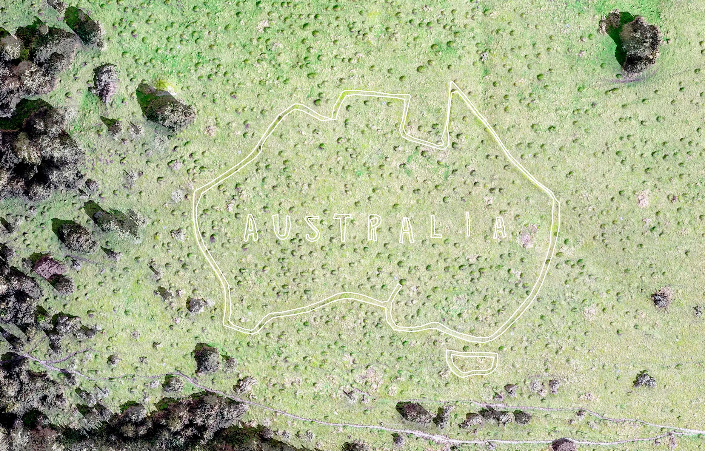 Digital 3D model of a chalk cut map of Australia