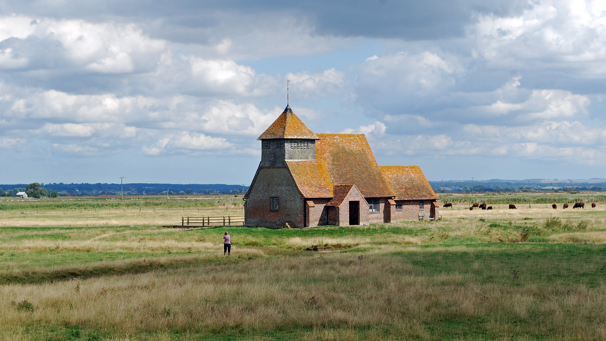 Church and surrounding fields and livestock