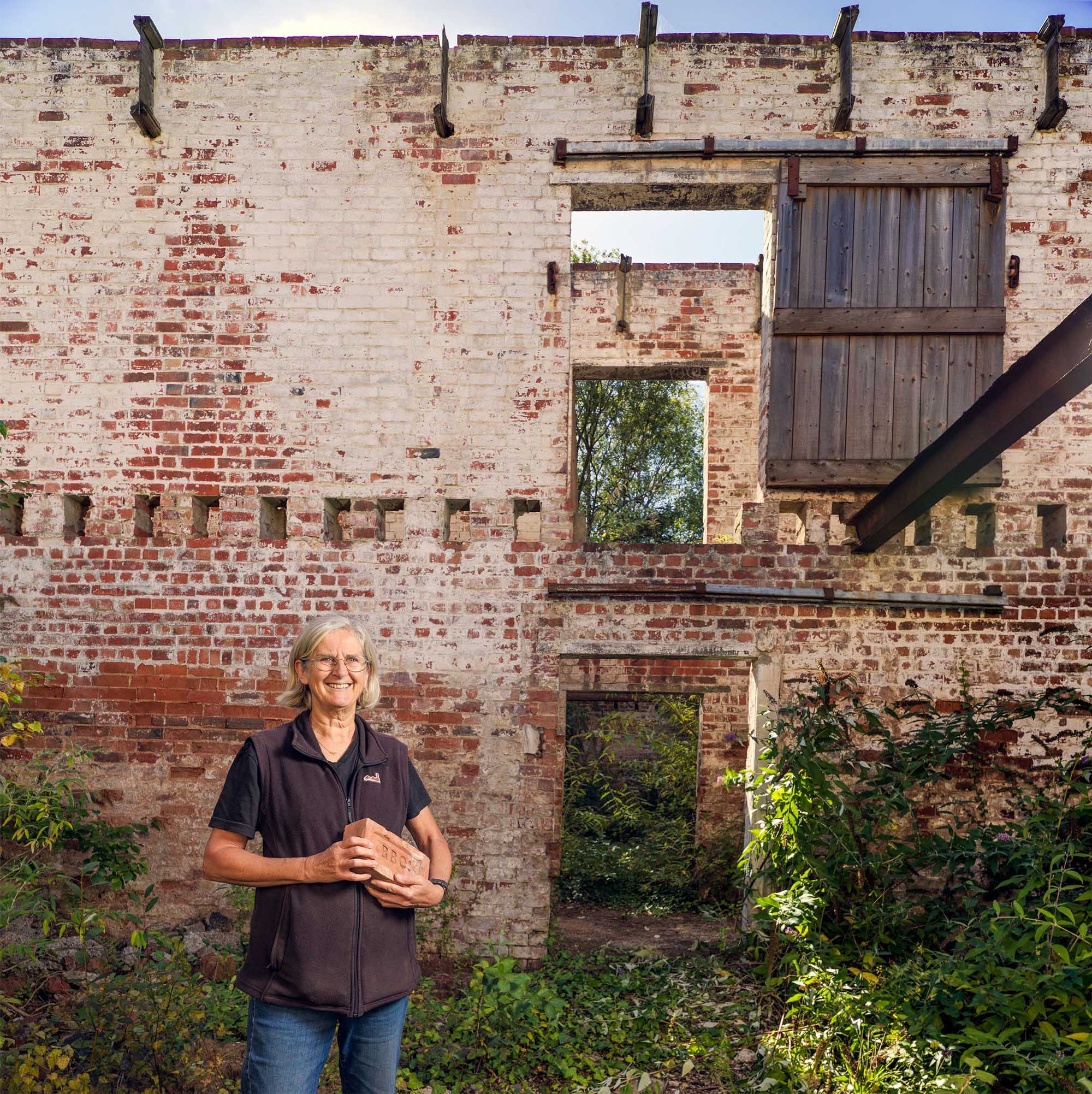Site consists of a brick kiln, chimney, and drying sheds. .