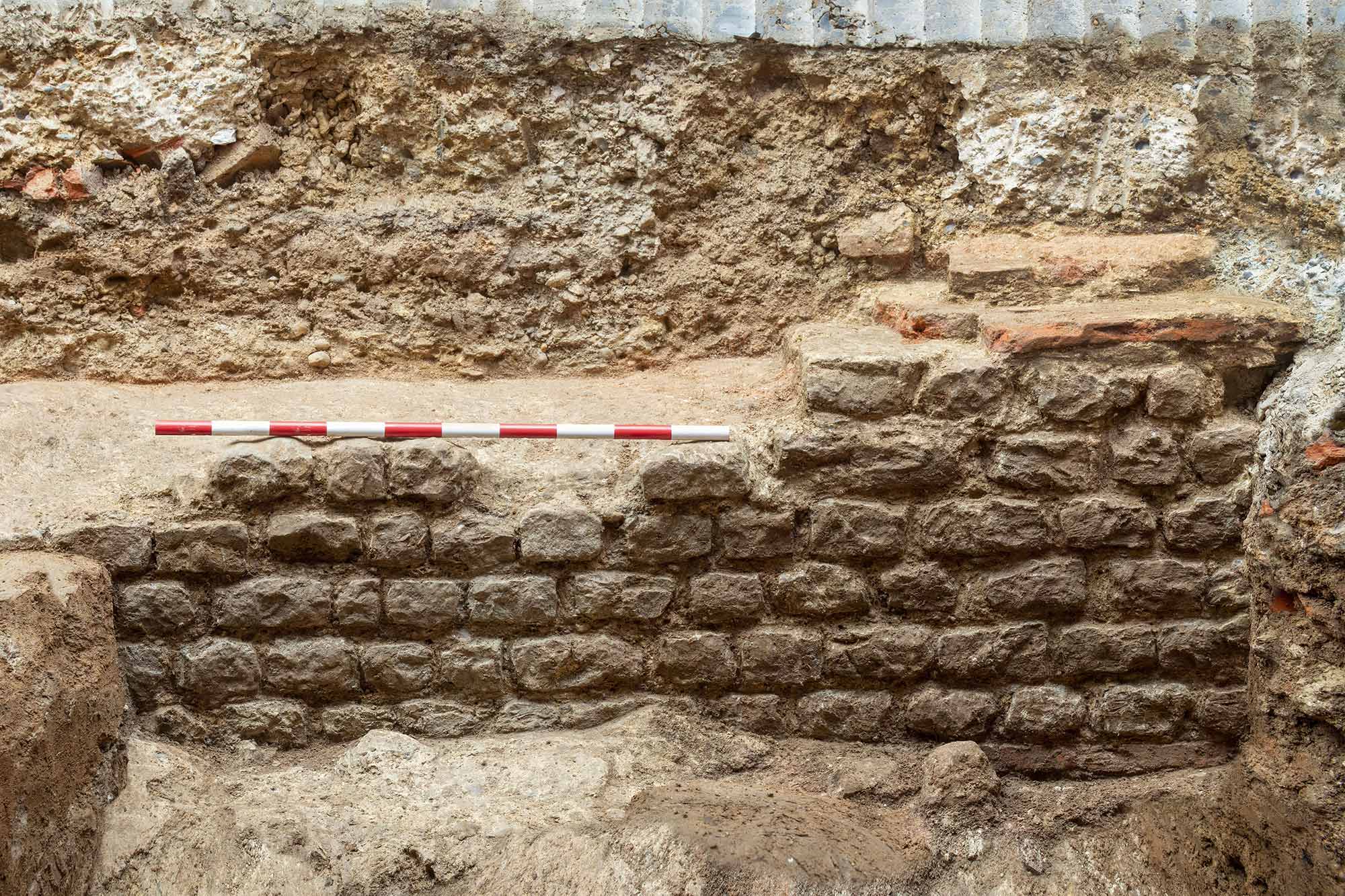 Remains of a Roman wall exposed