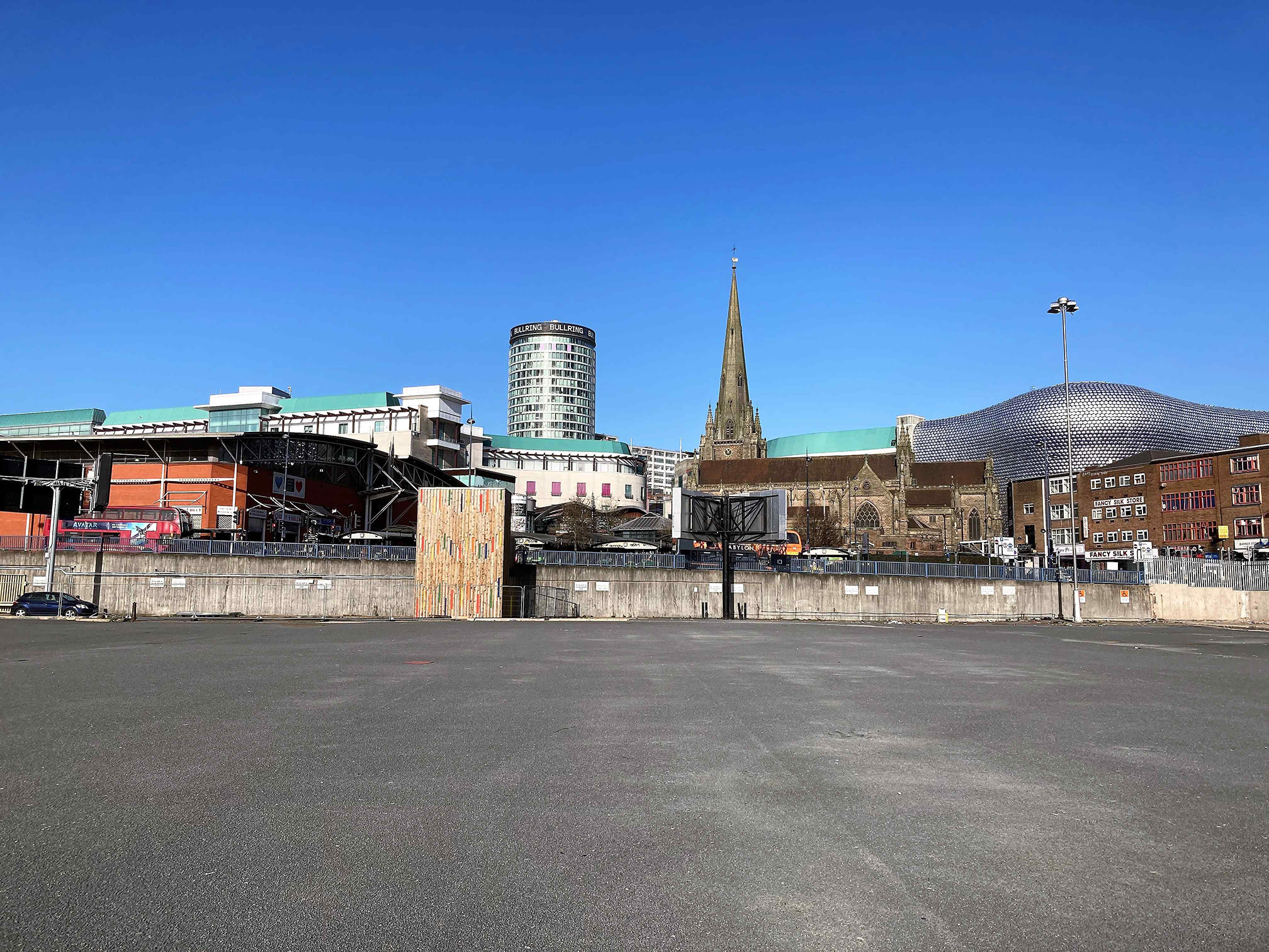 Former Smithfield Market site with a view of the Bull Ring in the background.