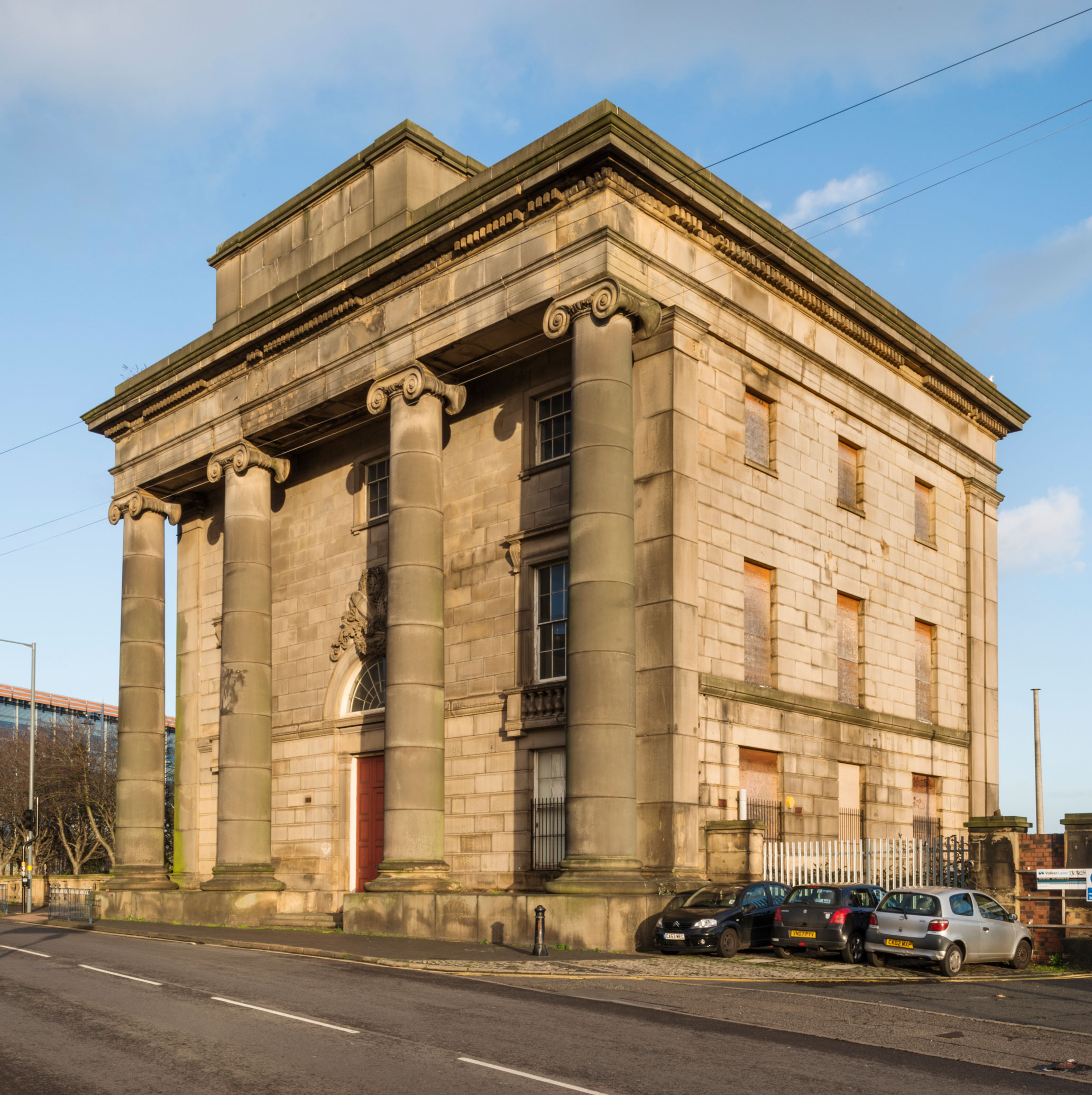 Colour photograph of a classically inspired stone building.