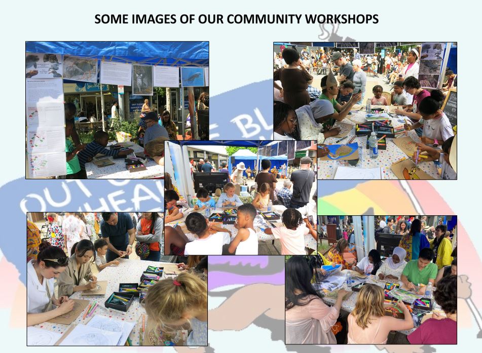 A collage of various community events showing diverse groups of people engaging in activities.