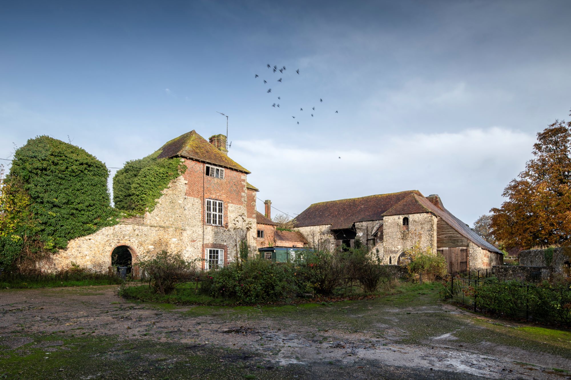 A view of buildings made of stone and brick