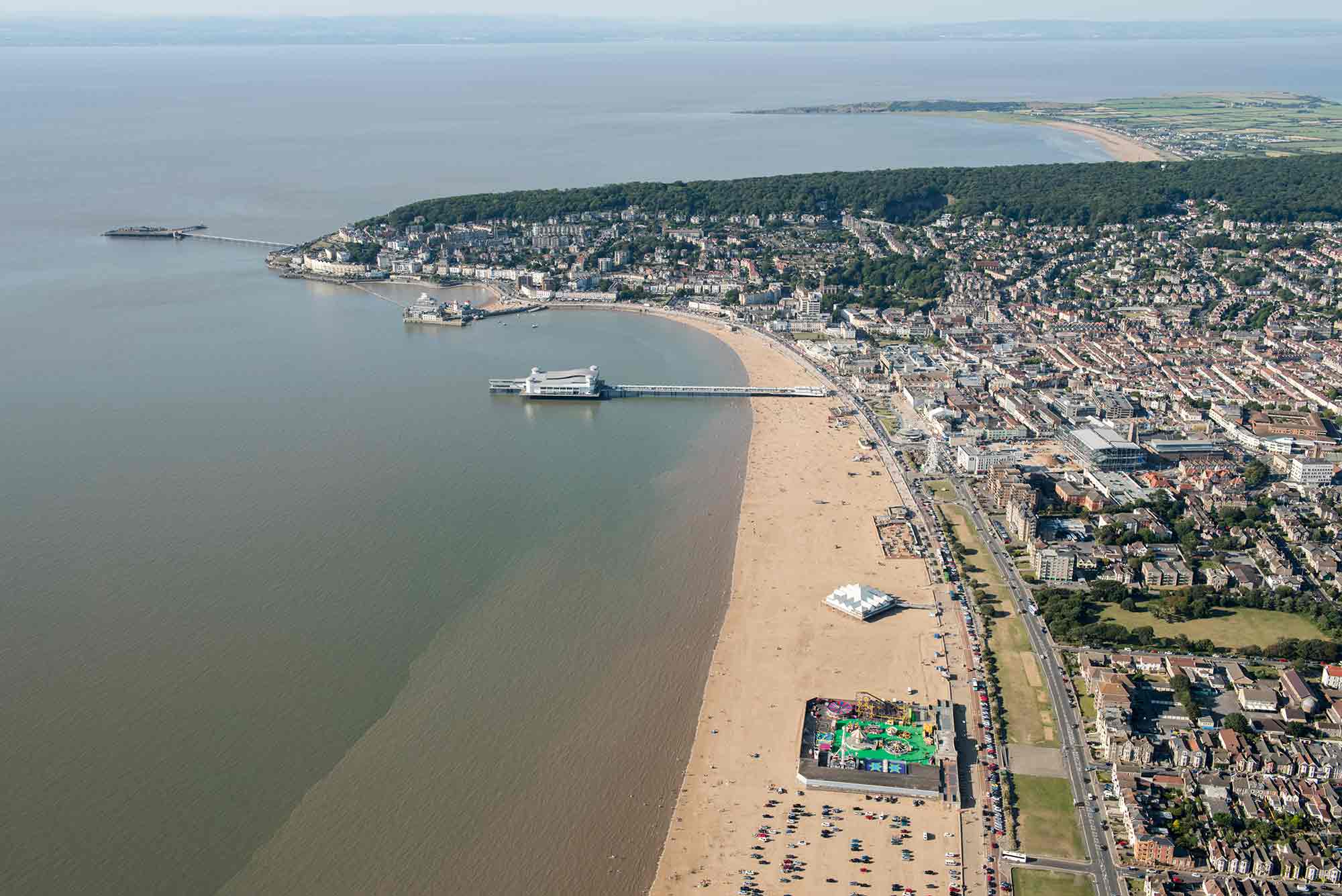 Aerial view of the coastline at Weston-super-Mare
