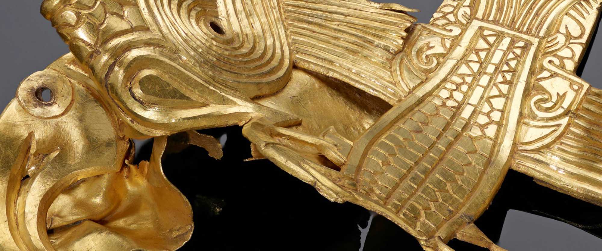 Image of reconstructed sword pommel, made up from fragments which are part of the Staffordshire Hoard